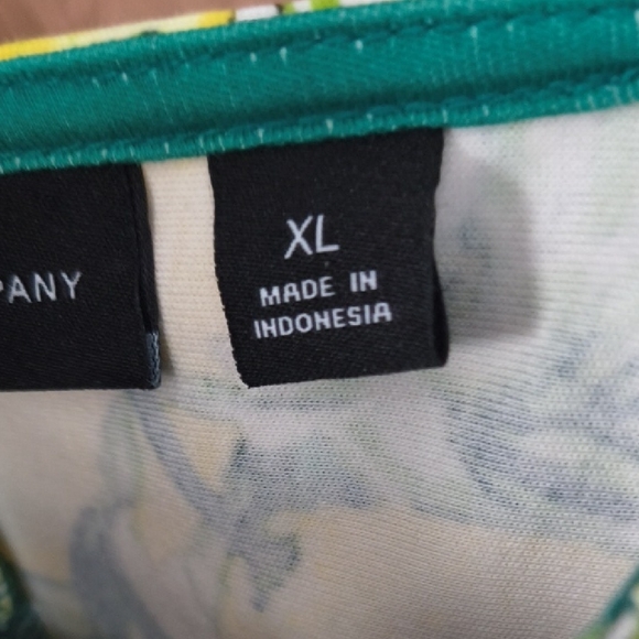 New York & Company Green & Yellow Sleeveless Dress Lemons And Kiwis Size XL - Picture 3 of 7